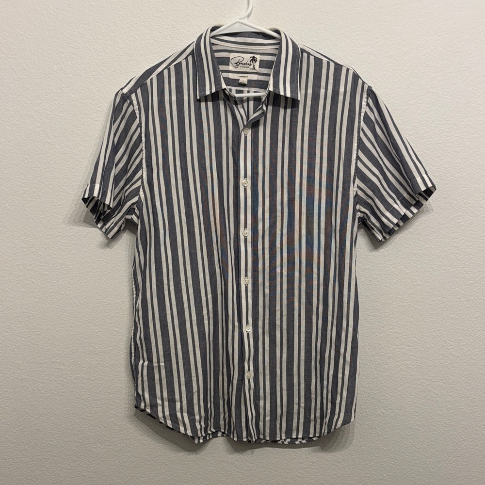 Bonobos Navy and White Striped Button-Down cotton textured Shirt